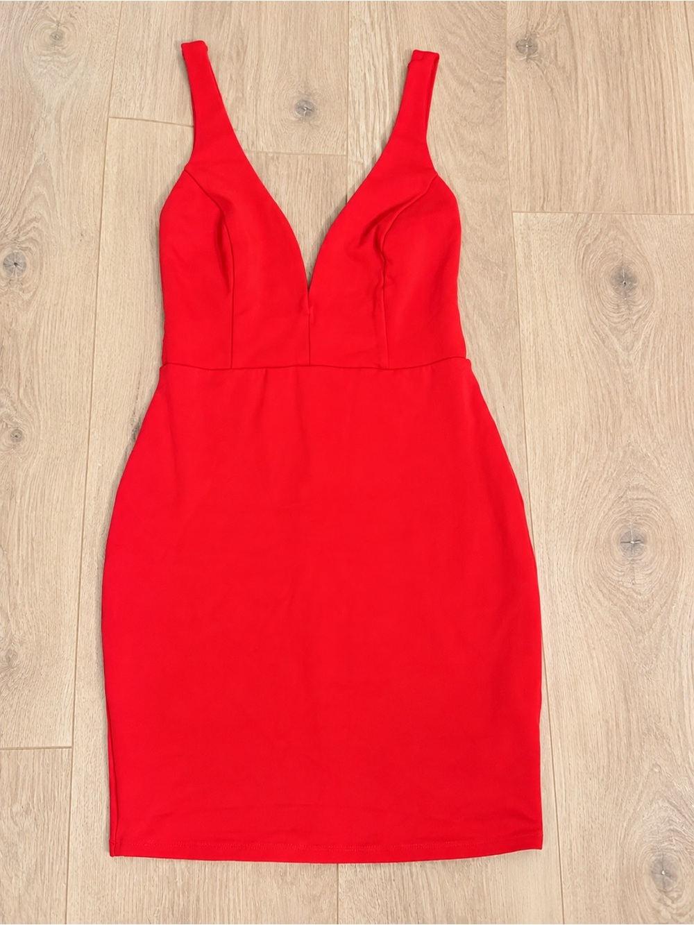 Lulus Red Bodycon Mini Dress Small Plunge V Neck